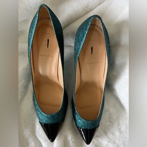 NEW J Crew Elsie Sparkling metallic black Cap Heels 9.5